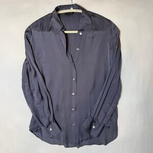 Massimo Dutti Silk Blouse Women US 2 Button Front Long Sleeve EUR 34